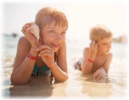 Kids playing at the beach