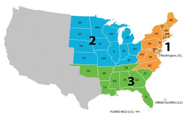Map of go-live regions for VA CCN Training